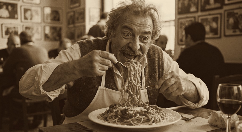 Disfrutando un plato de pasta